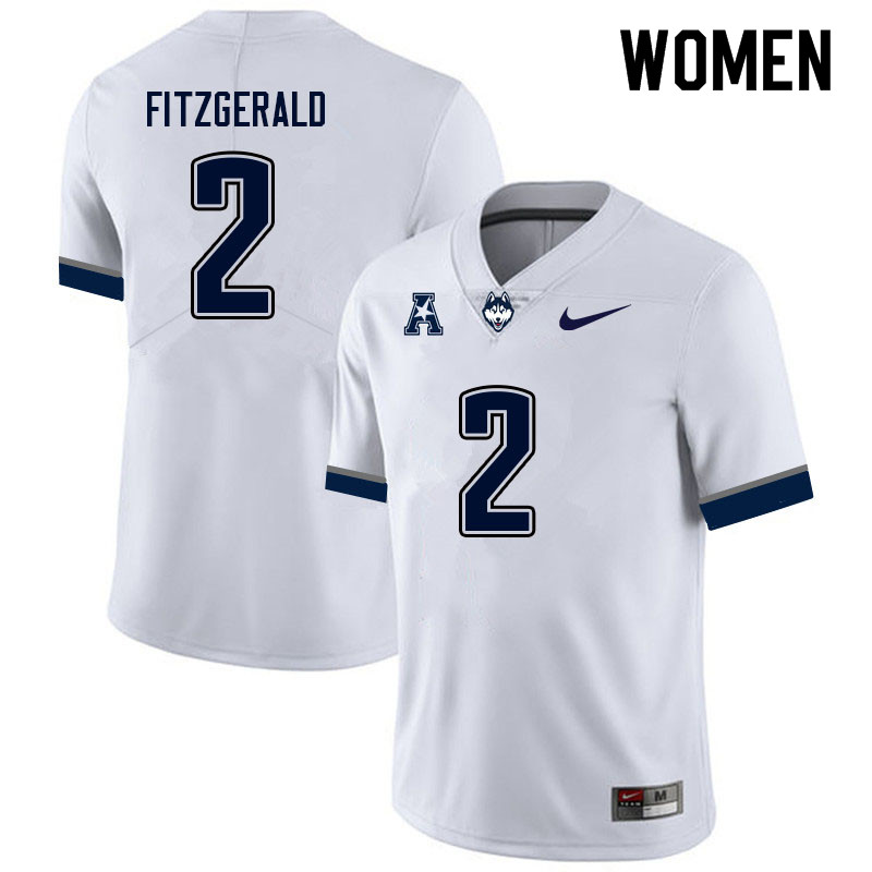 Women #2 Nigel Fitzgerald Uconn Huskies College Football Jerseys Sale-White
